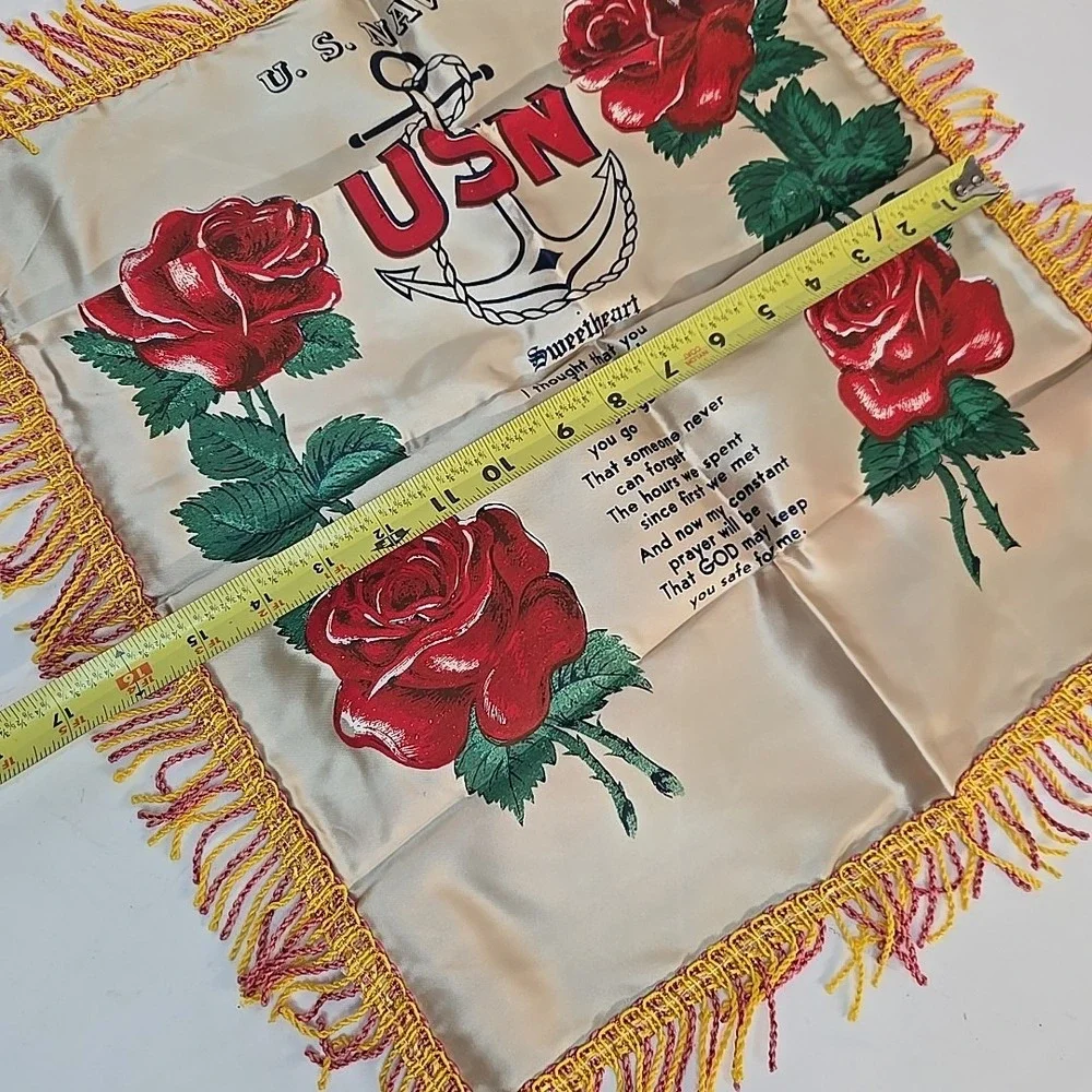 Vintage‎ WW2 U.S. Navy Mother Souvenir Silk Pillow Case